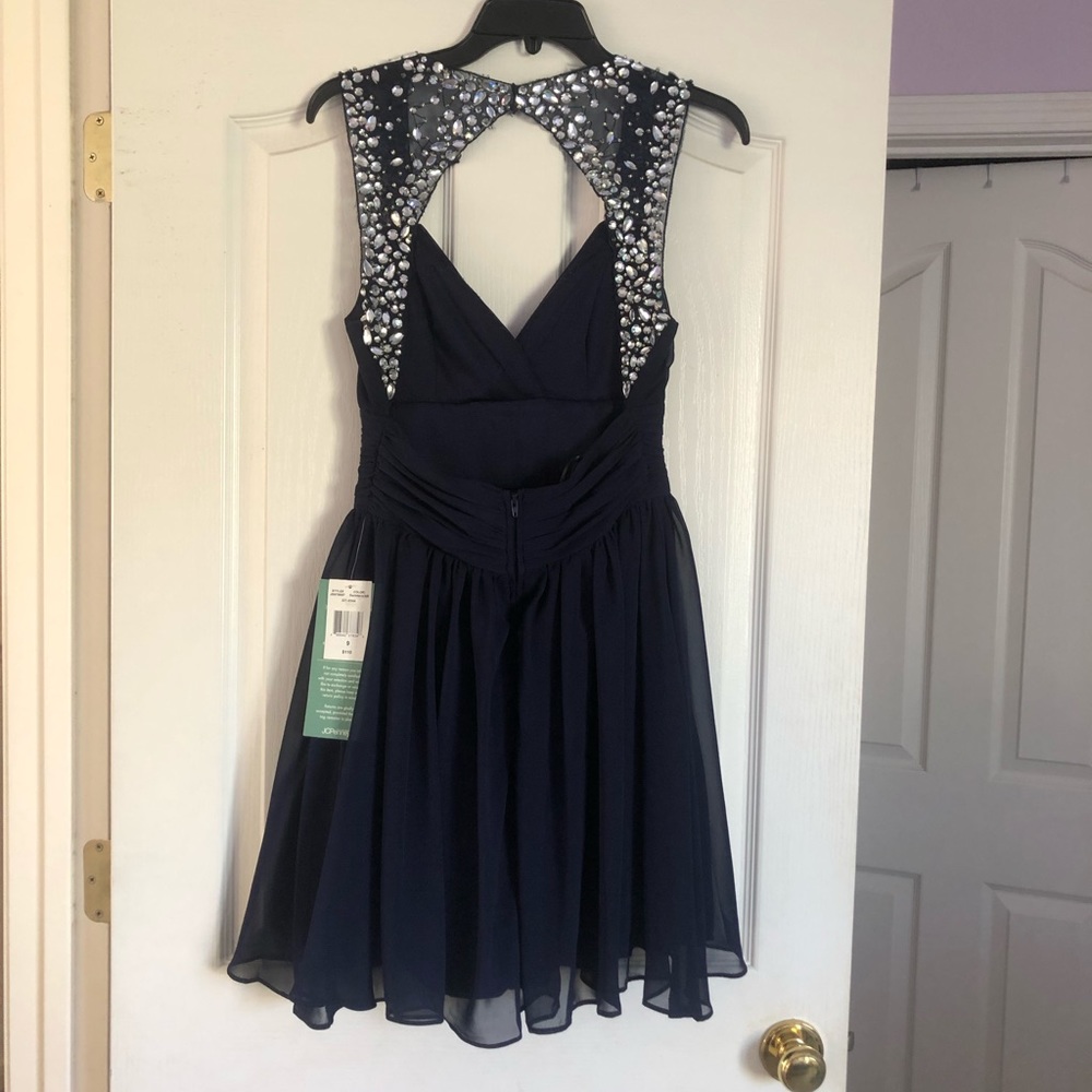B Smart Embellished Navy Dress - Picture 3 of 5